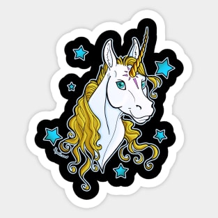 Golden Unicorn with Stars Sticker